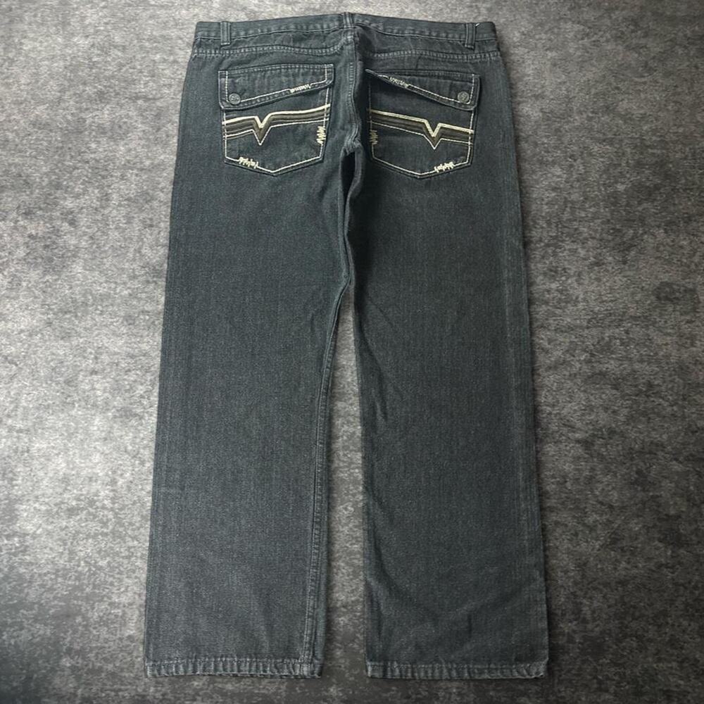 Vintage Y2K HOVA Men’s 42 Black Embroidered Baggy Jeans Hip Hop Grunge